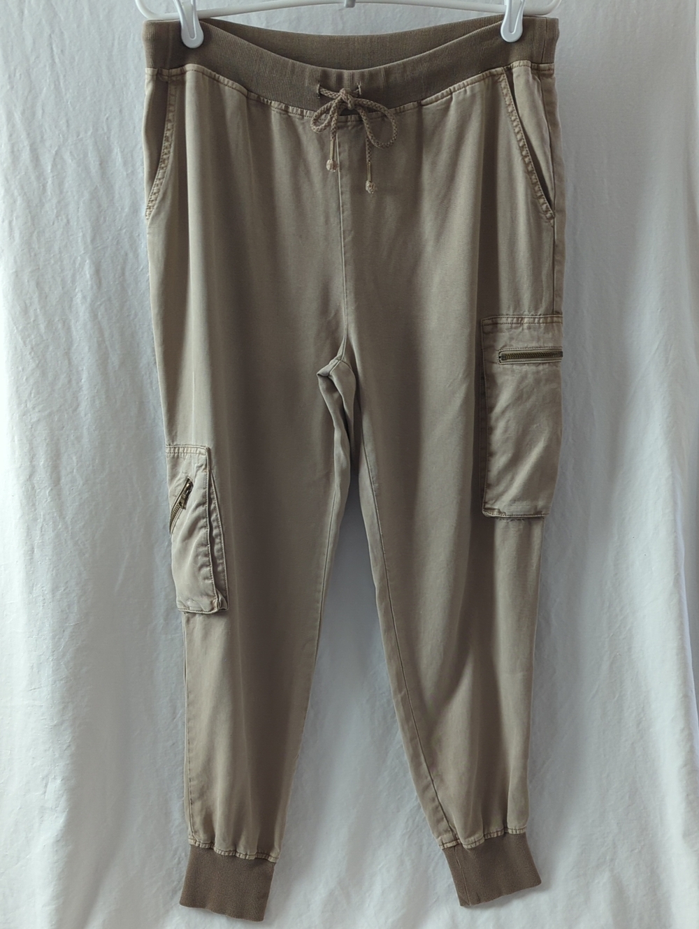 Young Fabulous & Broke Jupiter Cargo Jogger Pants Tan Tencel Small YFB